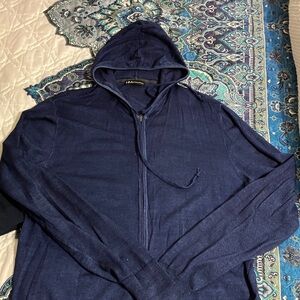 Neiman Marcus Deep Blue Zip-Up Sweater